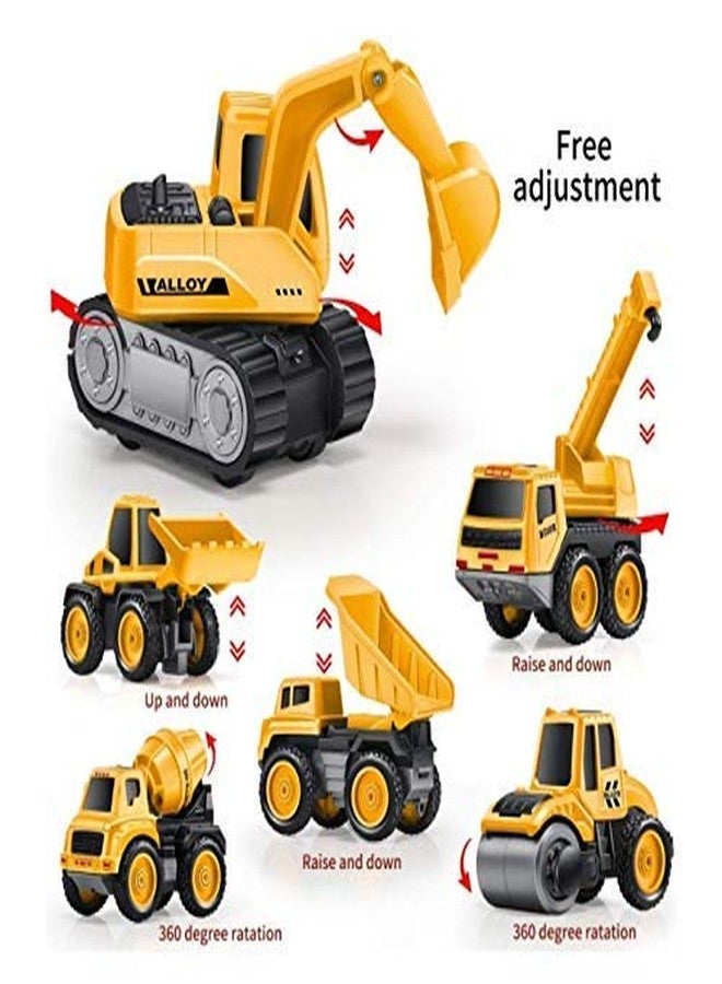 Bluebell DIY Construction 6 in 1 Metal Team Car Engineering Automobile Contrucation Friction Powered Pull Back Crane Excavator Road Roller Forklift Mixer Vehicle. (Multi Color) - Image 3